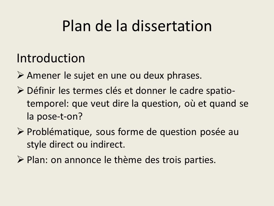 amener le sujet dissertation